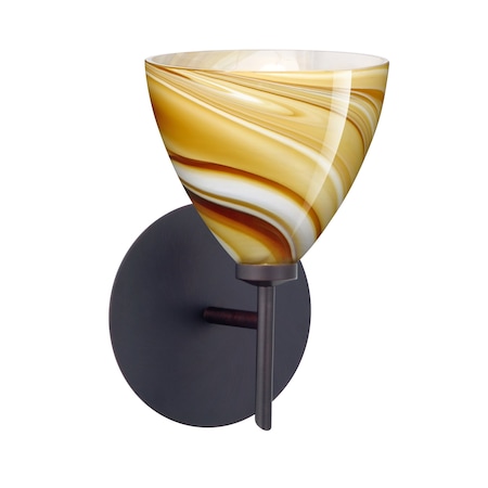 Besa Lighting Mia Mini Sconce, Honey, Bronze Finish, 1x5W LED 1SW-1779HN-LED-BR